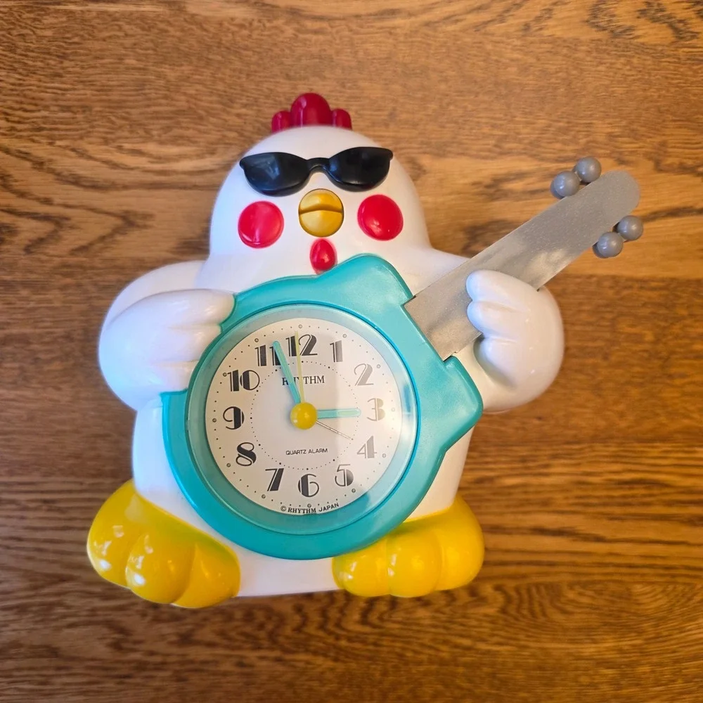 Vintage 90s Rock n Roll Chicken Rhythm Japan Guitar Alarm Clock‎ Rare Tested